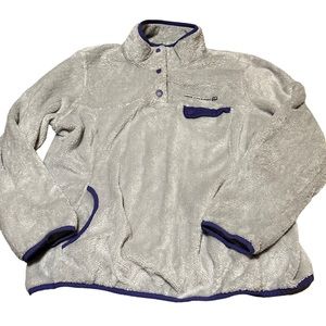 Free Country Womens XXL Gray Purple Plush T Snap Pullover Sweatshirt
